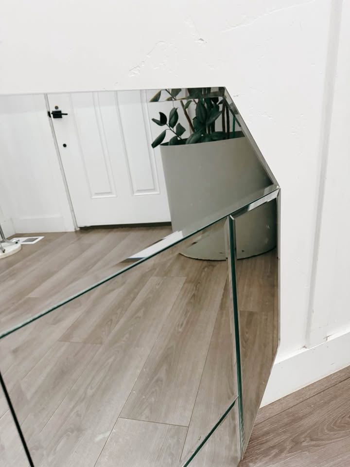 Vintage Large Scale Art Deco Revival Frameless Octagonal Beveled Wall Mirror — FloralHaus Vintage Utah