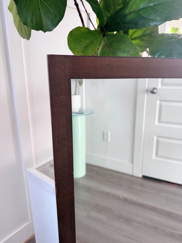 Vintage Mid Century Large Scale Walnut Framed Mirror