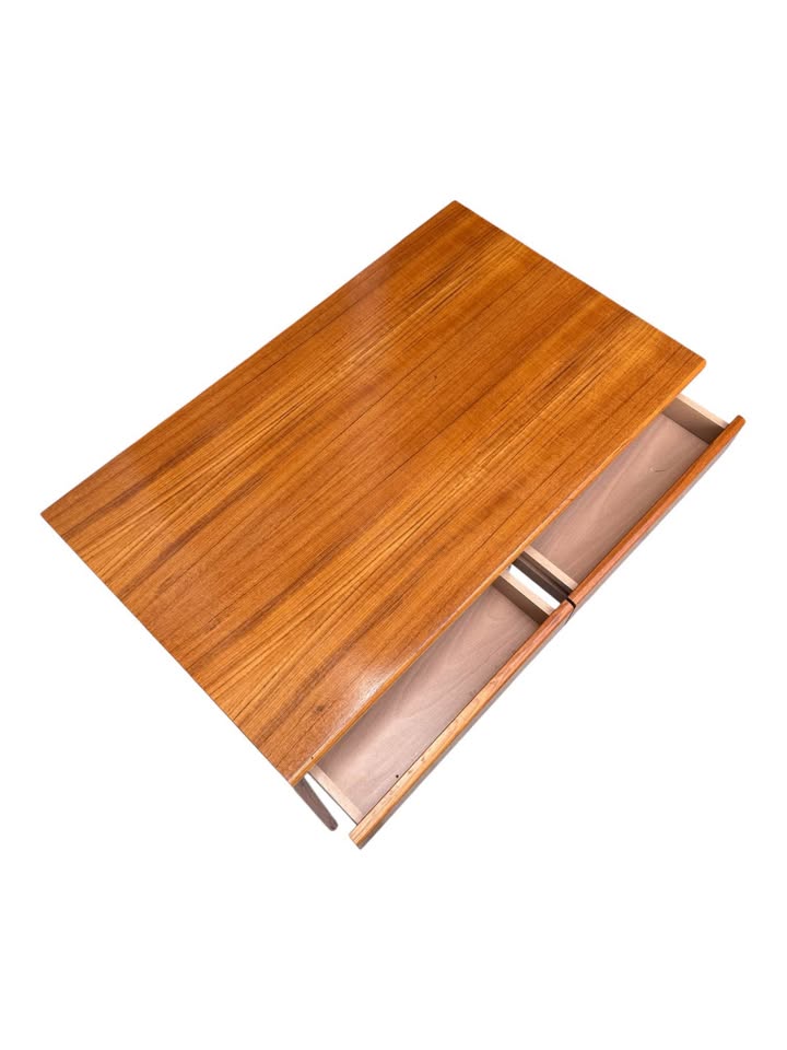 Vintage Danish Mid Century 2-Drawer Teak Writing Desk or Vanity w/Integrated Finger Pulls by FBJ Møb