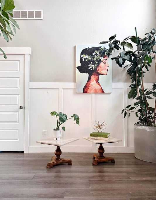 Pair of Vintage Empire Marble Top Pedestal Side Tables, Nightstands or Plant Stands — FloralHaus Vintage Utah