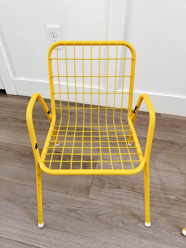 RARE Pair of Vintage Yellow KIDS Toddler Child Size Emu Rios Wire Mesh Chairs — FloralHaus Vintage Utah
