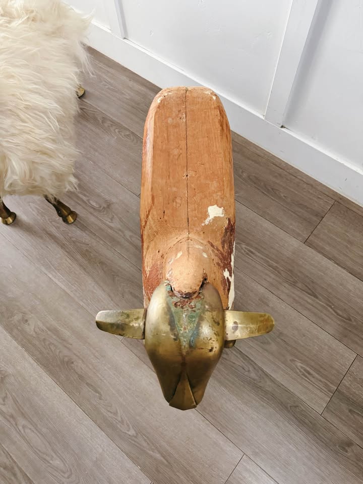 Vintage Mid Century 1975 Wool Wrapped Sheep Stools Sculpture w/Wood Form & Brass Appendages • After — FloralHaus Vintage Utah