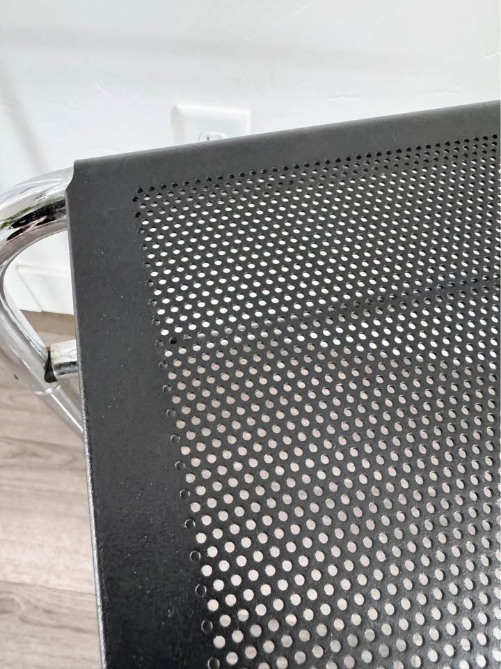 Vintage 1980’s Postmodern Black Sheet Metal & Tubular Chrome Framed Bauhaus Perforated Desk & “Innov — FloralHaus Vintage Utah