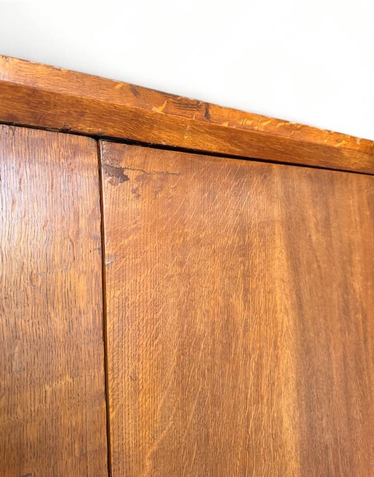 Vintage Mid Century Large Scale 4-Door Teak Wood Armoire Wardrobe Closet Cabinet w/Tapered Legs — FloralHaus Vintage Utah