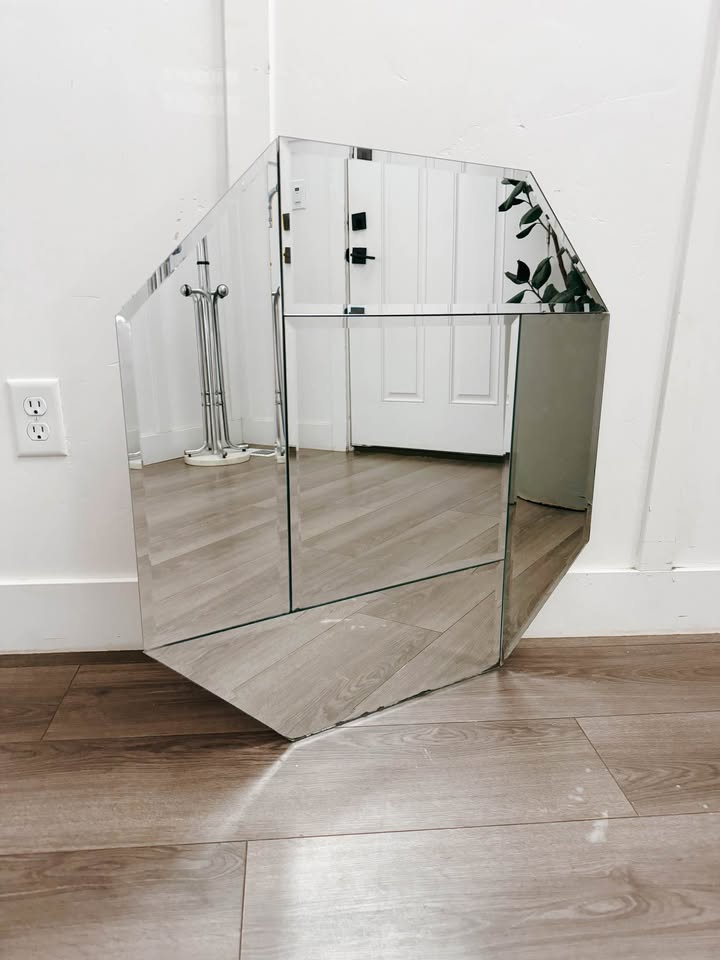 Vintage Large Scale Art Deco Revival Frameless Octagonal Beveled Wall Mirror — FloralHaus Vintage Utah
