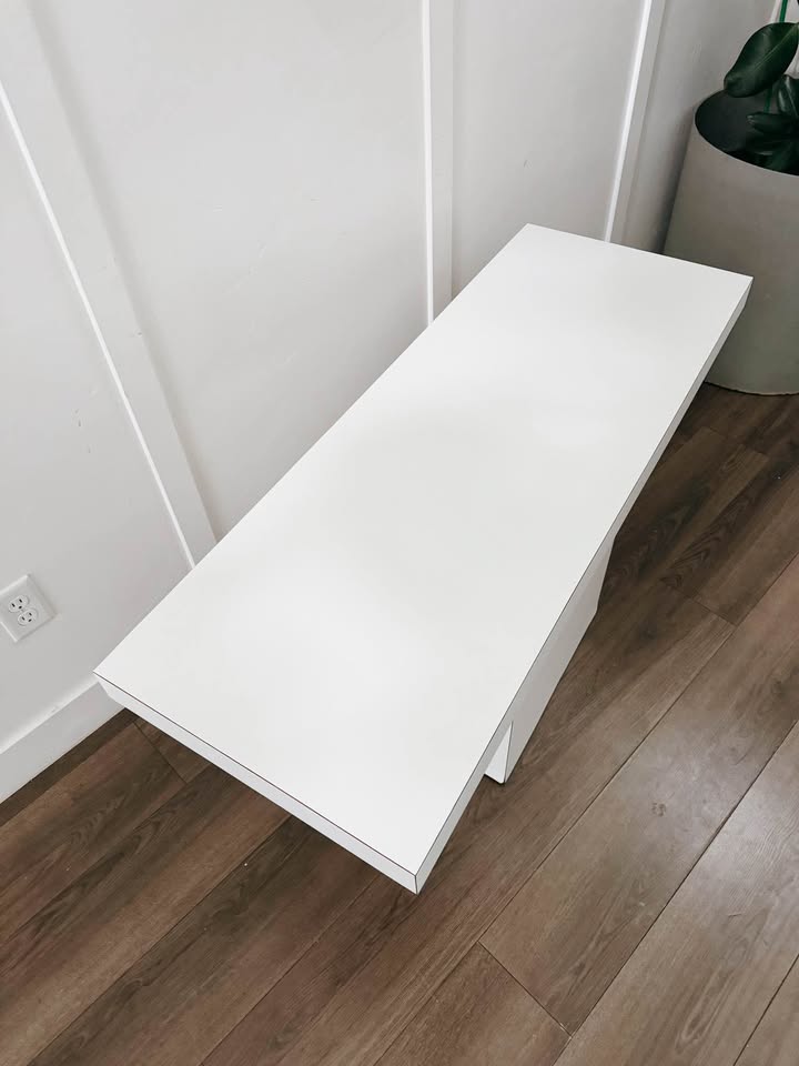 Vintage White Laminate Rectangular Pedestal Base Sofa Or Entry or Console Table Stand — FloralHaus Vintage Utah