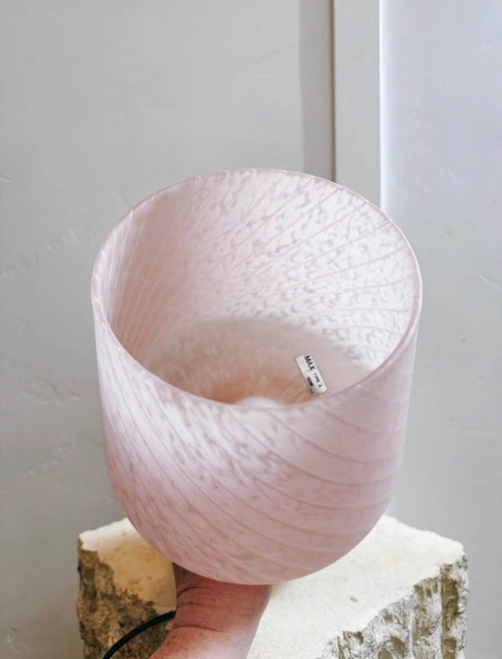 Vintage 1980’s Italian Murano Frosted Pink & White Swirled Glass Mushroom Lamp — FloralHaus Vintage Utah