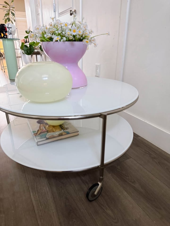 Vintage Postmodern 1980’s White Glass & Tubular Chrome “Strind” Coffee Table by Ehlen Johansson for — FloralHaus Vintage Utah