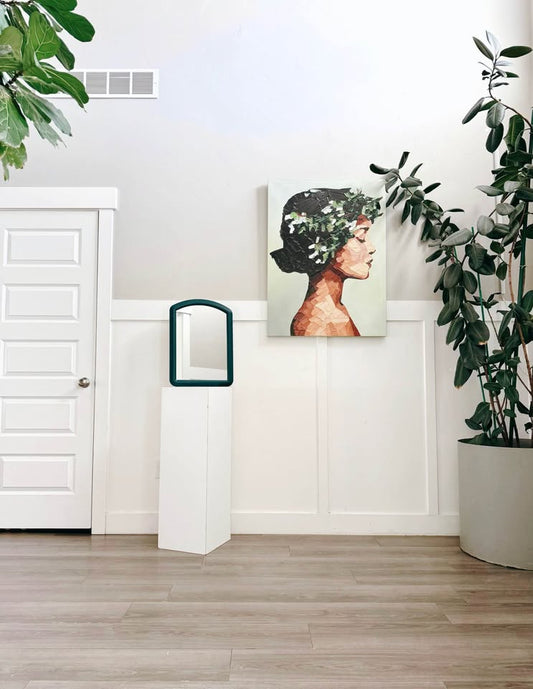 Vintage Post Modern Forest Green Molded Plastic Arch Top Wall or Table Top Mirror by InterDesign — FloralHaus Vintage Utah