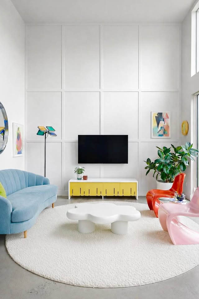 Modern PS 2012 White & Yellow Drip Accordion Door Media Bench from IKEA — FloralHaus Vintage Utah