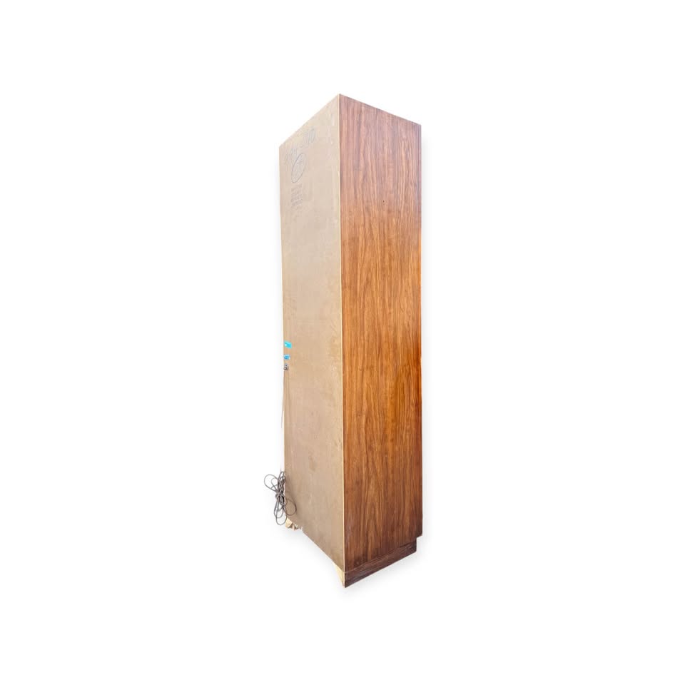 Vintage Mid Century Burl Veneer 4-Tier, 2-Door Bookshelf Cabinet w/Burl Header by Edward Wormley