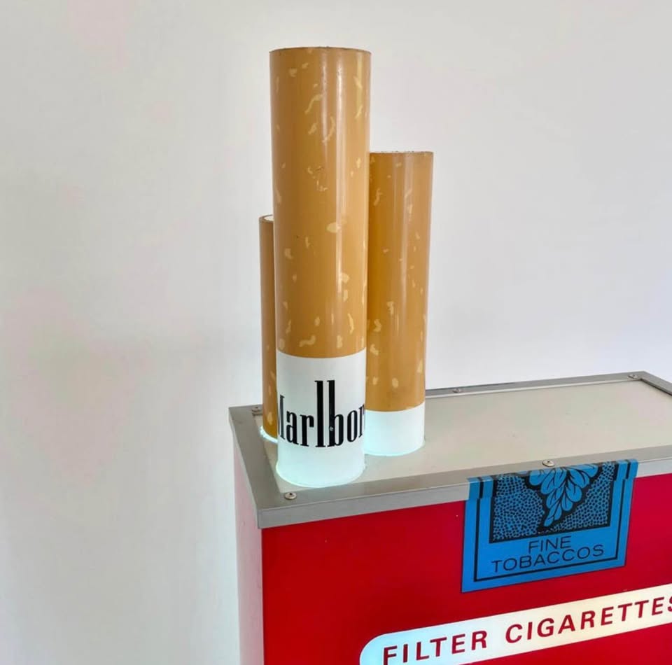 HUGE 25" Vintage Marlboro Pop-Art Store Display - Giant Cigarette Prop w/Acrylic Stand