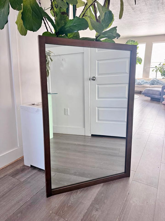 Vintage Mid Century Large Scale Walnut Framed Mirror