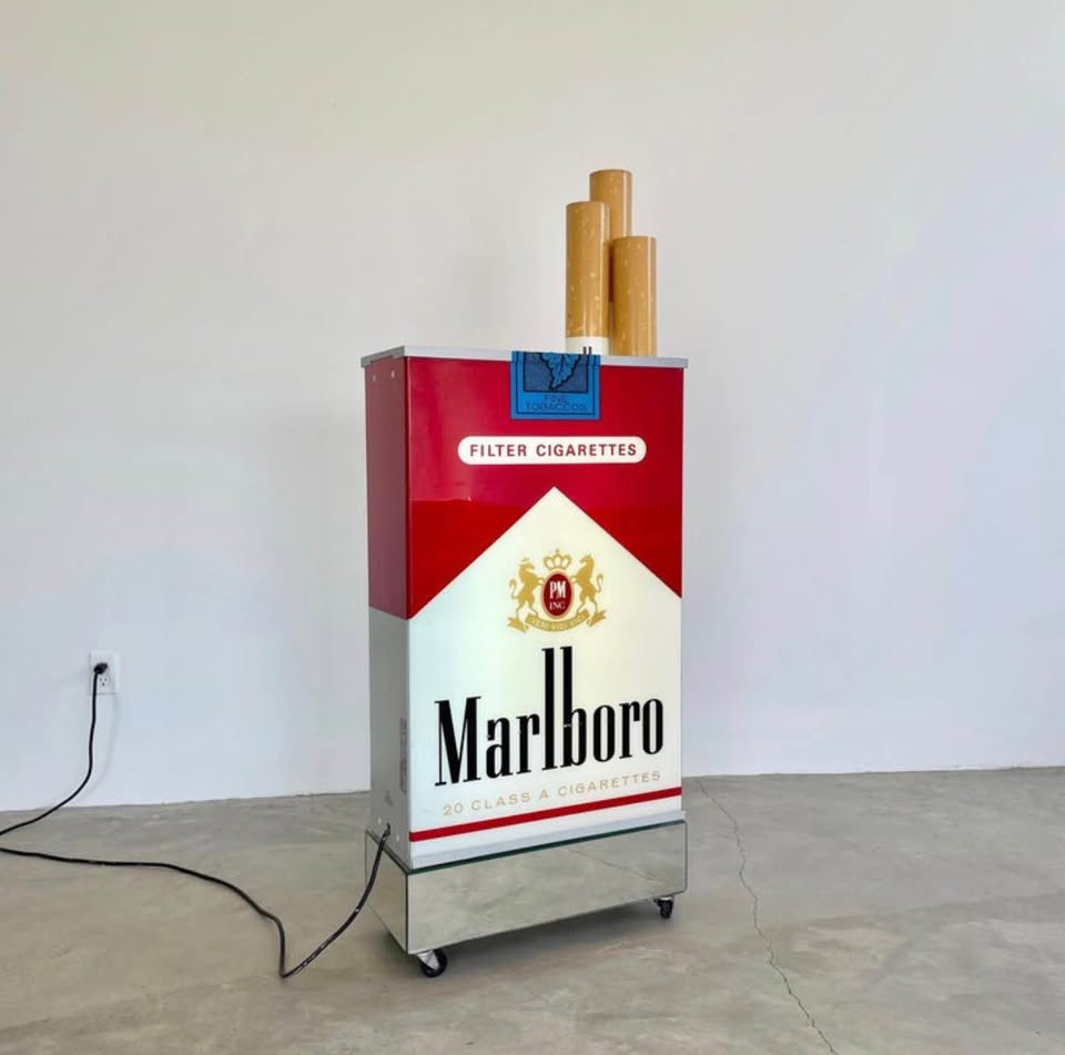HUGE 25" Vintage Marlboro Pop-Art Store Display - Giant Cigarette Prop w/Acrylic Stand