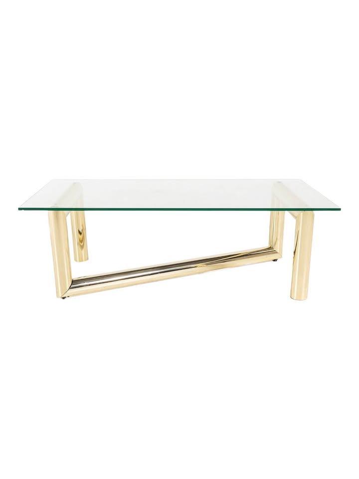 Vintage Mid Century 1970's Tubular Brass Plated Z Coffee Table w/Beveled Round Edge Glass Top in the
