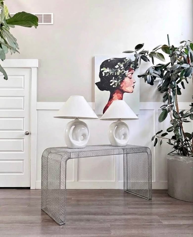 Pair of Vintage Postmodern w/Art Deco Influence Large Scale White Organic Sculptural Spiral Form Cer