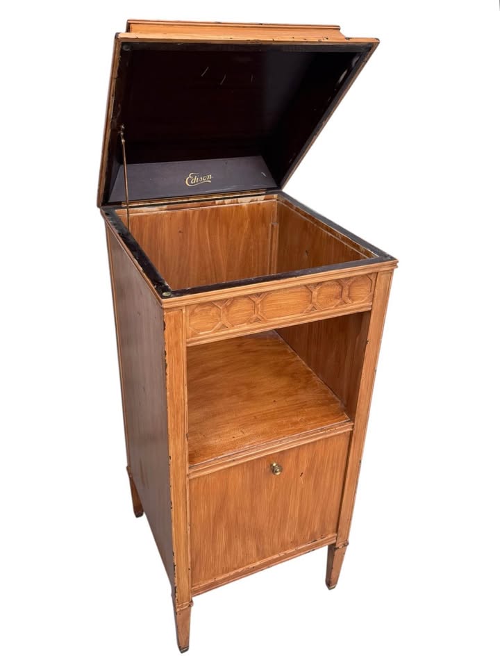 Antique Gutted Edison Diamond Disc Phonograph Cabinet for Bar Cabinet, Coffee Station, Storage Shelf