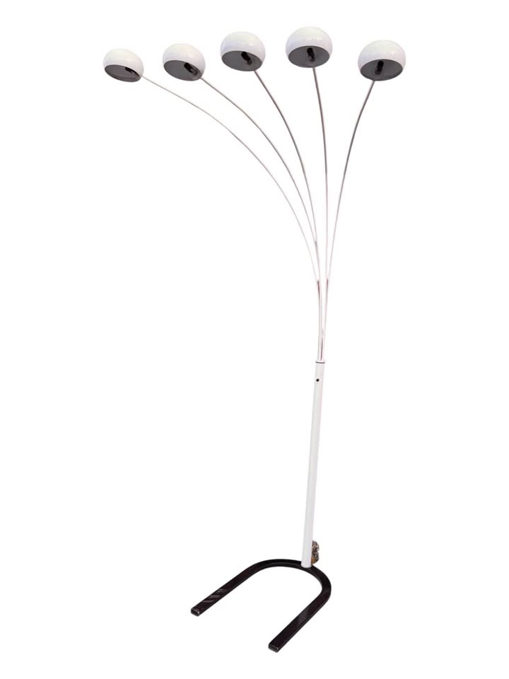 Vintage Mid Century White Powder Coated 5-Arm Arc Spider Lamp