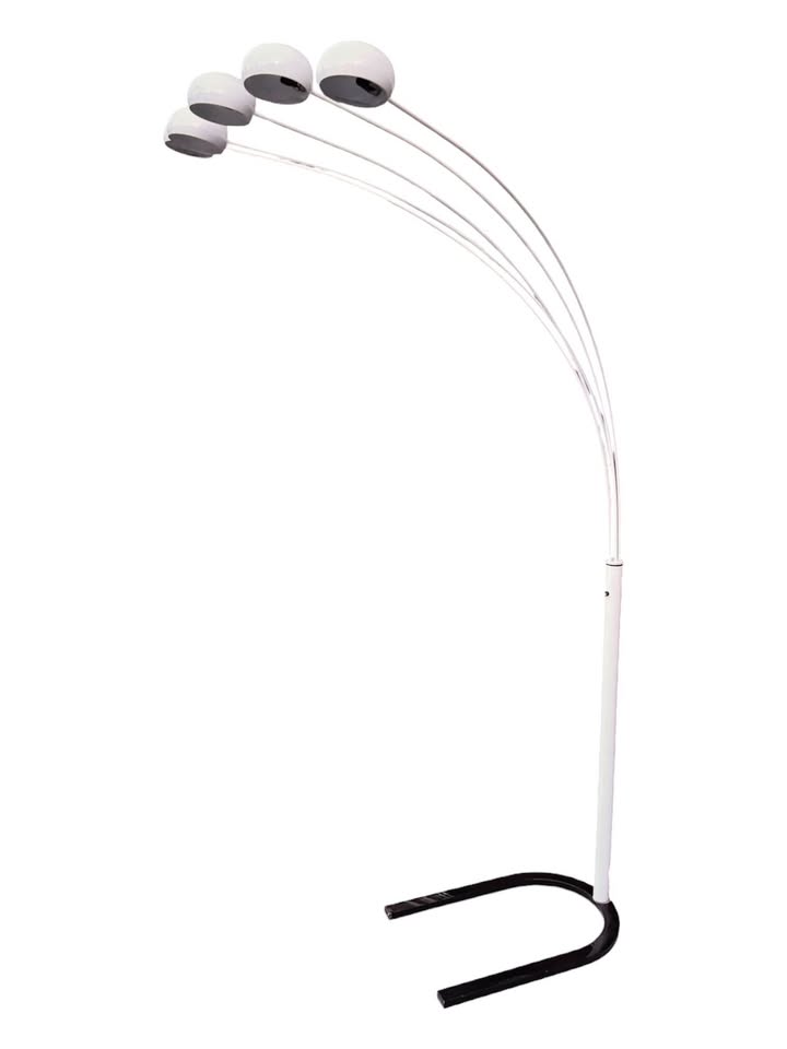 Vintage Mid Century White Powder Coated 5-Arm Arc Spider Lamp