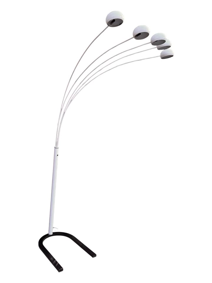 Vintage Mid Century White Powder Coated 5-Arm Arc Spider Lamp