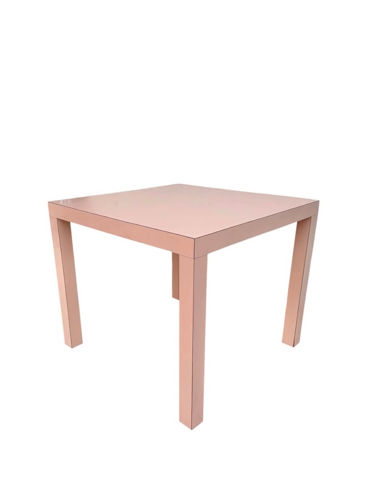 Vintage Post Modern 1980's Peachy Pink Matte Laminate Coffee Table Side Table Occasional Table w/Par