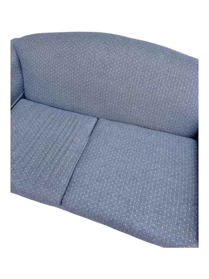 Vintage Prussian Blue Woven Microdot 2-Seater Loveseat w/Parsons Legs & Rolled Armrests