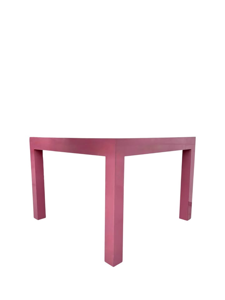 Vintage Post Modern 1980's Mauve Pink Gloss Laminate Coffee Table Side Table Occasional Table w/Pars