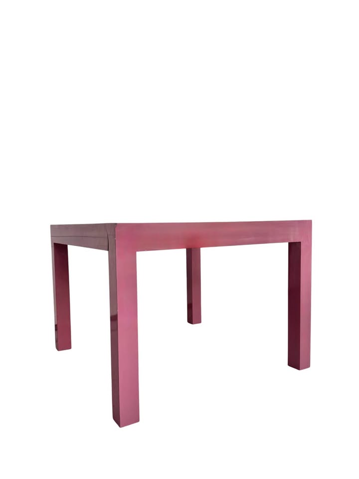 Vintage Post Modern 1980's Mauve Pink Gloss Laminate Coffee Table Side Table Occasional Table w/Pars