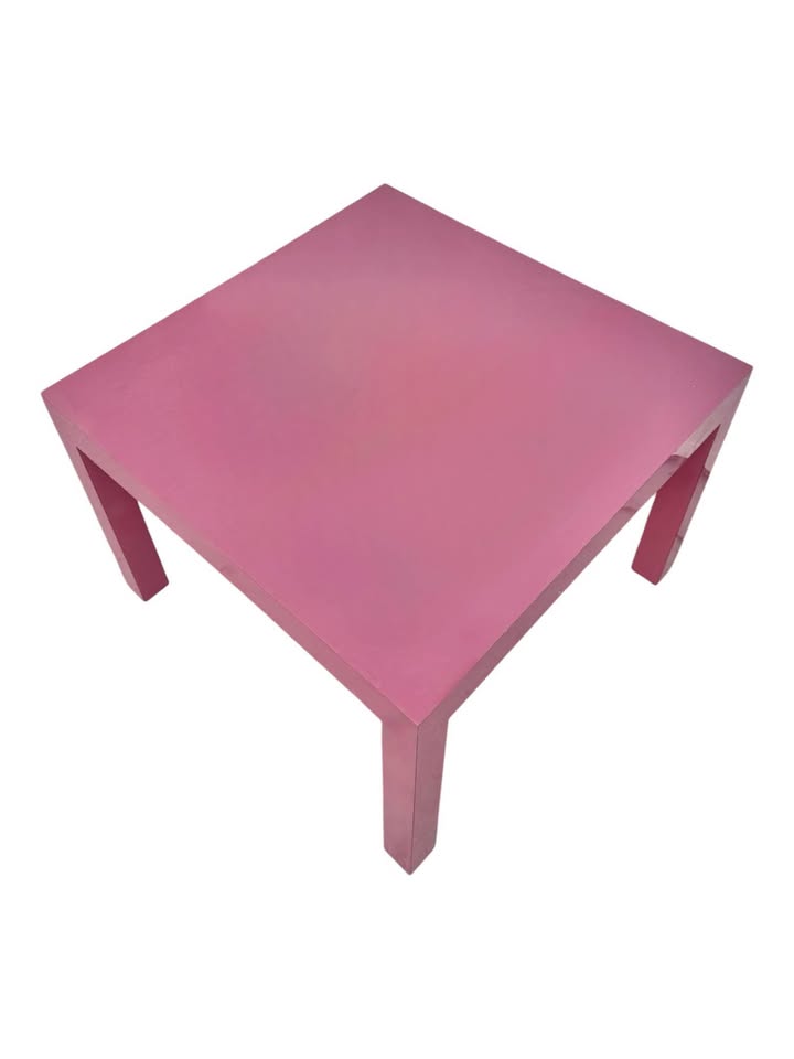 Vintage Post Modern 1980's Mauve Pink Gloss Laminate Coffee Table Side Table Occasional Table w/Pars