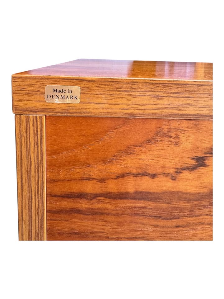 Vintage Danish Mid Century 2-Drawer Teak Writing Desk or Vanity w/Integrated Finger Pulls by FBJ Møb