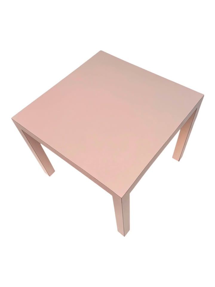 Vintage Post Modern 1980's Peachy Pink Matte Laminate Coffee Table Side Table Occasional Table w/Par