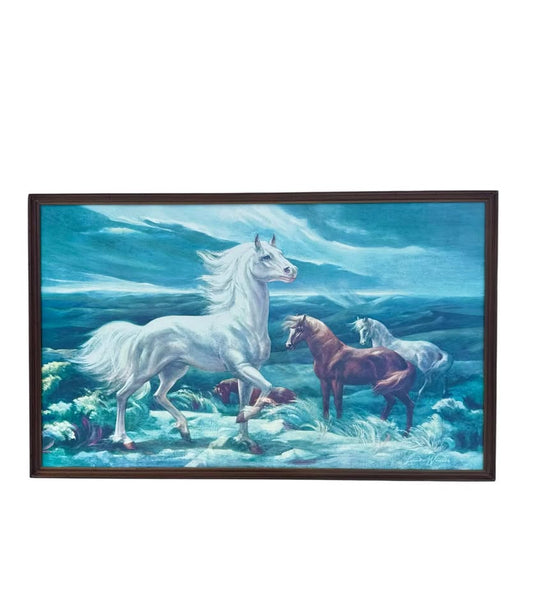 Vintage 1968 “White Stallion in Moonlight” by American Artist Lumen Martin Winter
